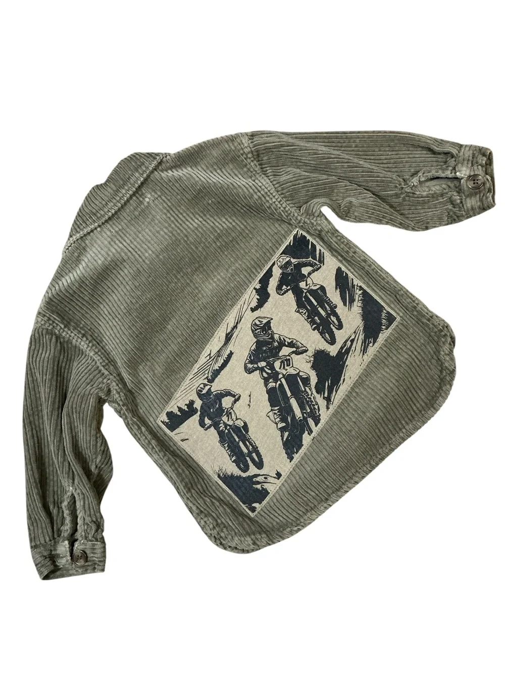 Chunky Corduroy Motorcycle Dirt Bike Upcycled Shirt Jacket Top